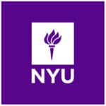 NYU logo with a white torch icon above the letters NYU on a purple background.
